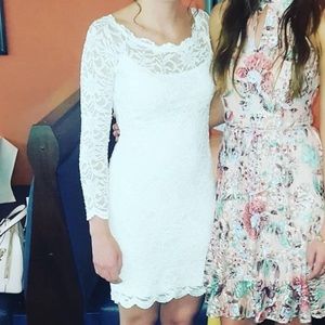 White Long Sleeve Lace Dress